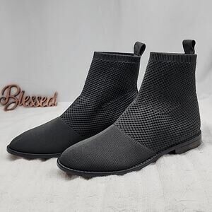🧸EILEEN FISHER🧸JUDE RECYCLED COLOR GRAY STRECHEY KNIT BOOTIE 🧸LADIES 6🧸NWOB